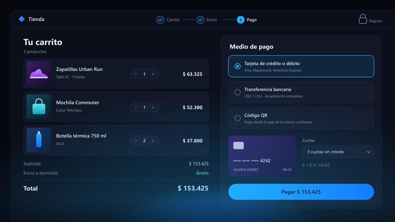 Checkout de compra online con pago digital